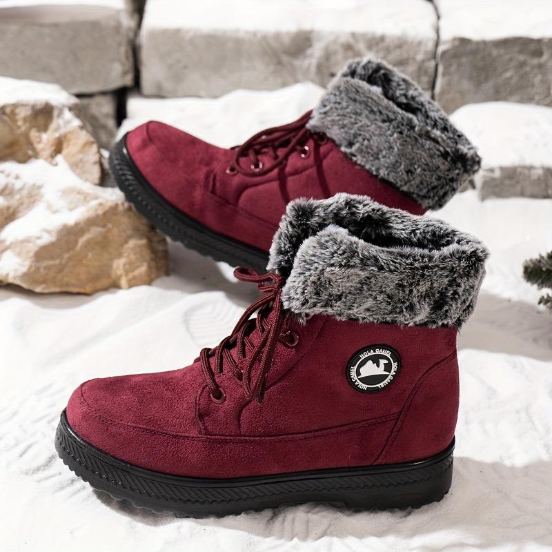 Women's Winter Outdoor Snow Boots Lace Up Thick Plush Lined Insulated Anti-Slip Waterproof Athletic Ankle Booties