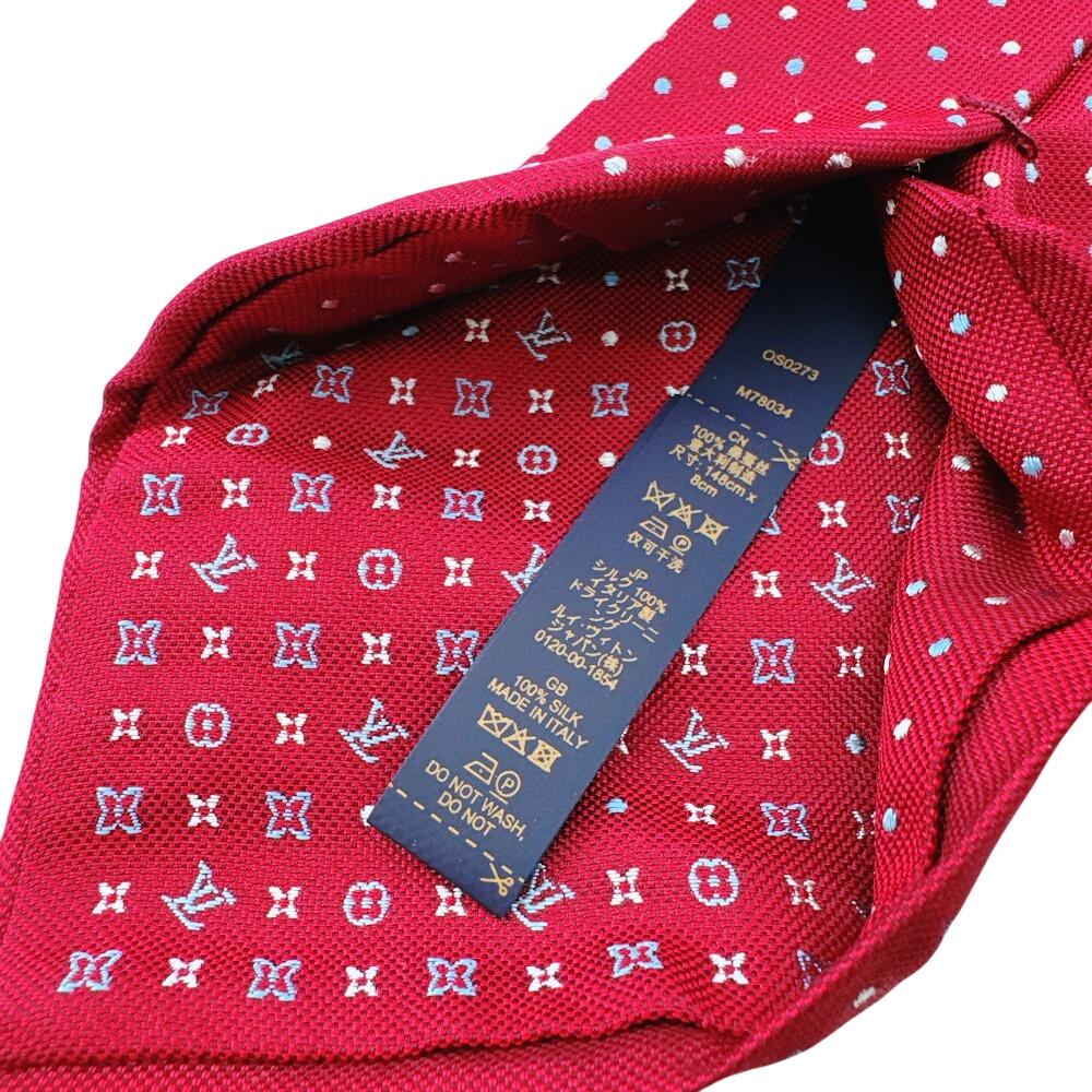 LOUIS VUITTON M78034 Dot Pattern Monogram silk tie Red series silk Used