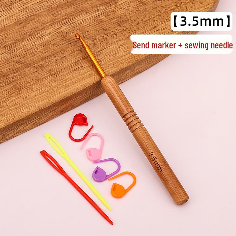 Set croșete din lemn rotunde pentru proiecte cu fir: Pulover, Păpușă, Papuci de casă și Pachet Material Tricotat