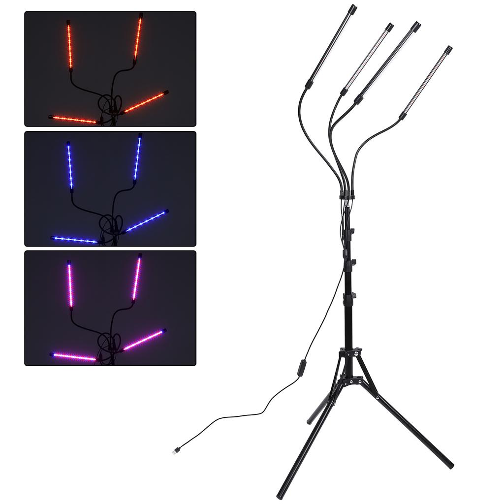 Plant Growing Light Tube 4 Lamp Bar Full Spectrum RedBlue Lighting Adjustable Tripod for Succulent