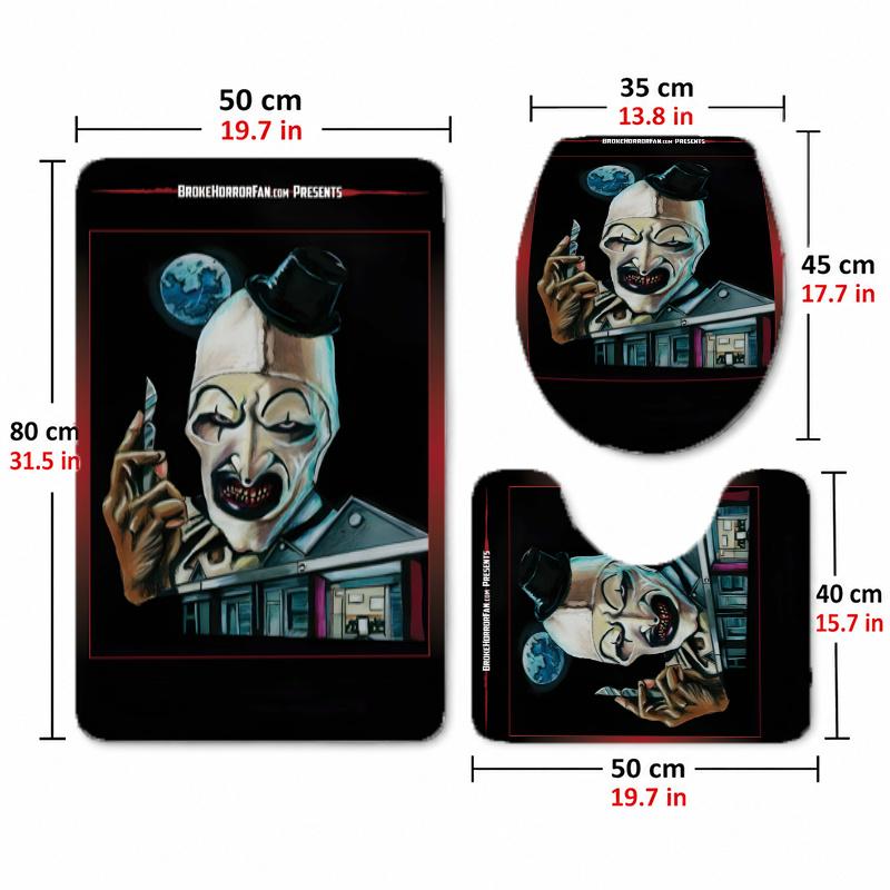 Art the Clown (5) Flannel Toilet 3 Piece Set Soft Bathroom Toilet Seat Cover Non-Slip Bath Rug Home Bathroom Decor