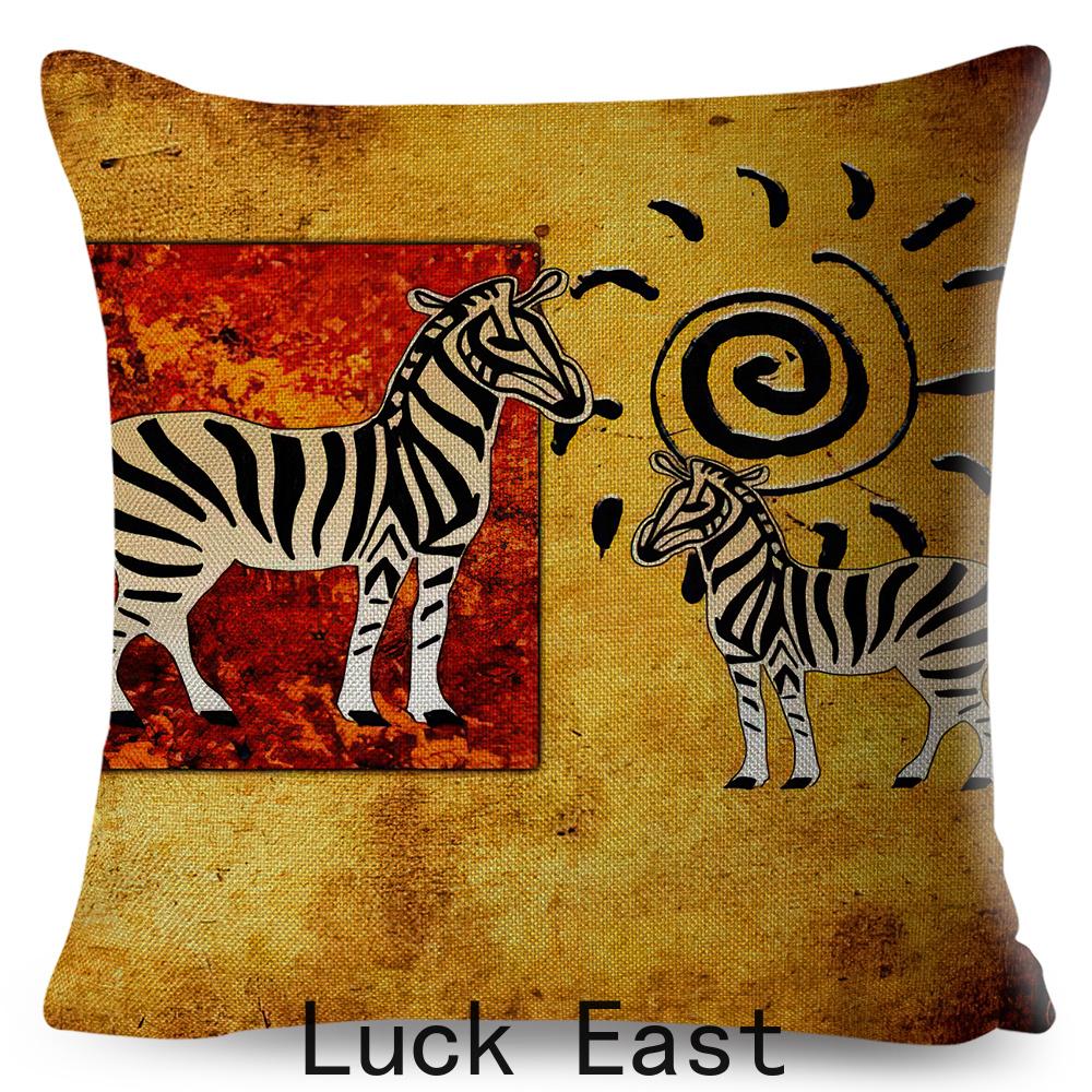 Retro African Cushion Cover Abstract Human Figure Design Warm Tone Soft Polyester Bedroom Decor Throw Pillow Case