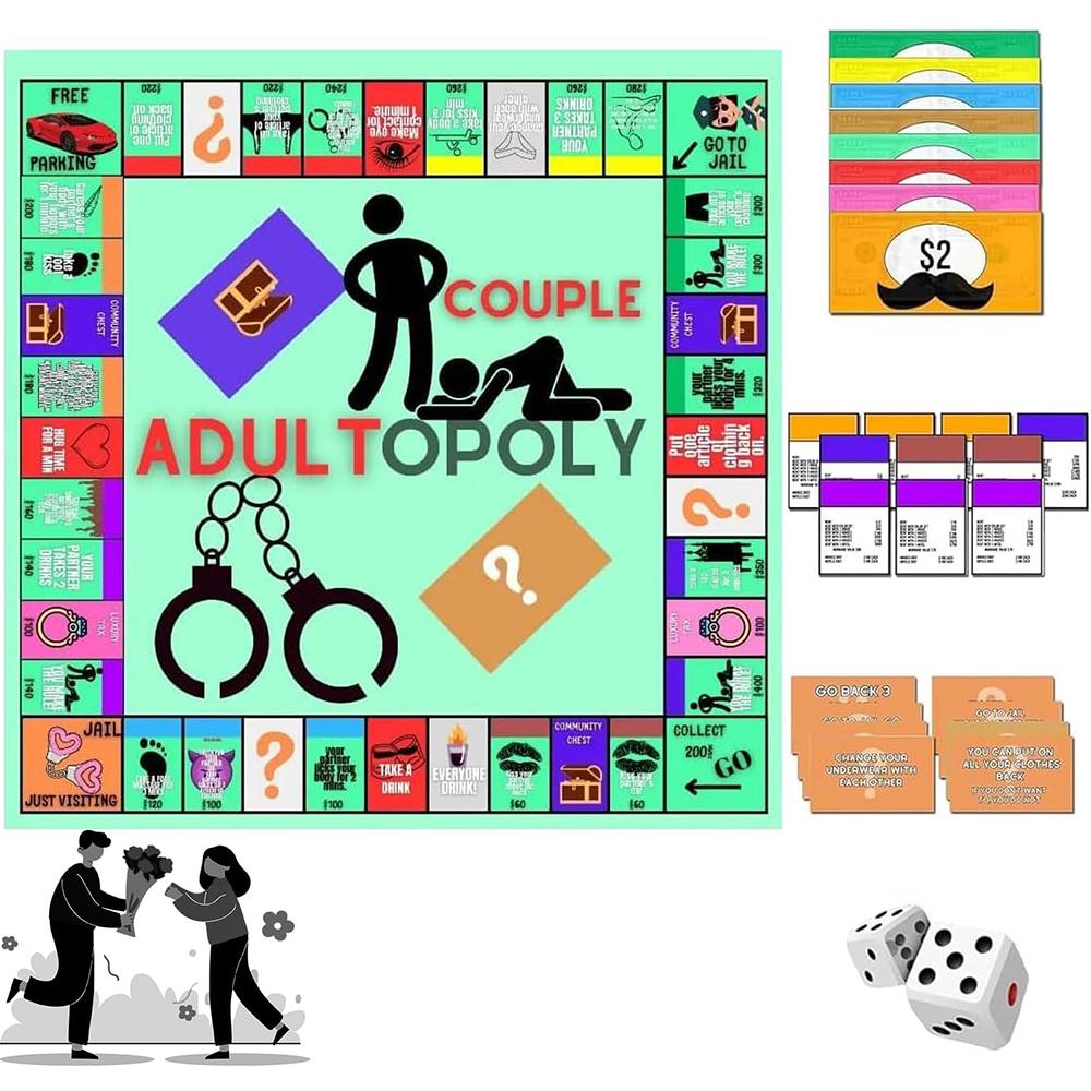1 Sada Adultopoly Pár Stolní Hra Ložnicové Hry pro Páry Kempování, Cestování