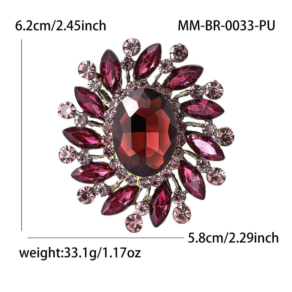 Chic Retro Alloy Rhinestone Glass Brooch for Women