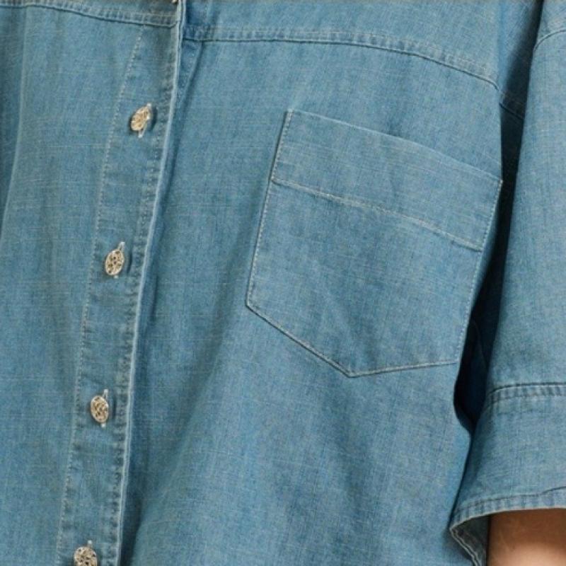 BCBG Open Collar Denim Blouse B5f7g470