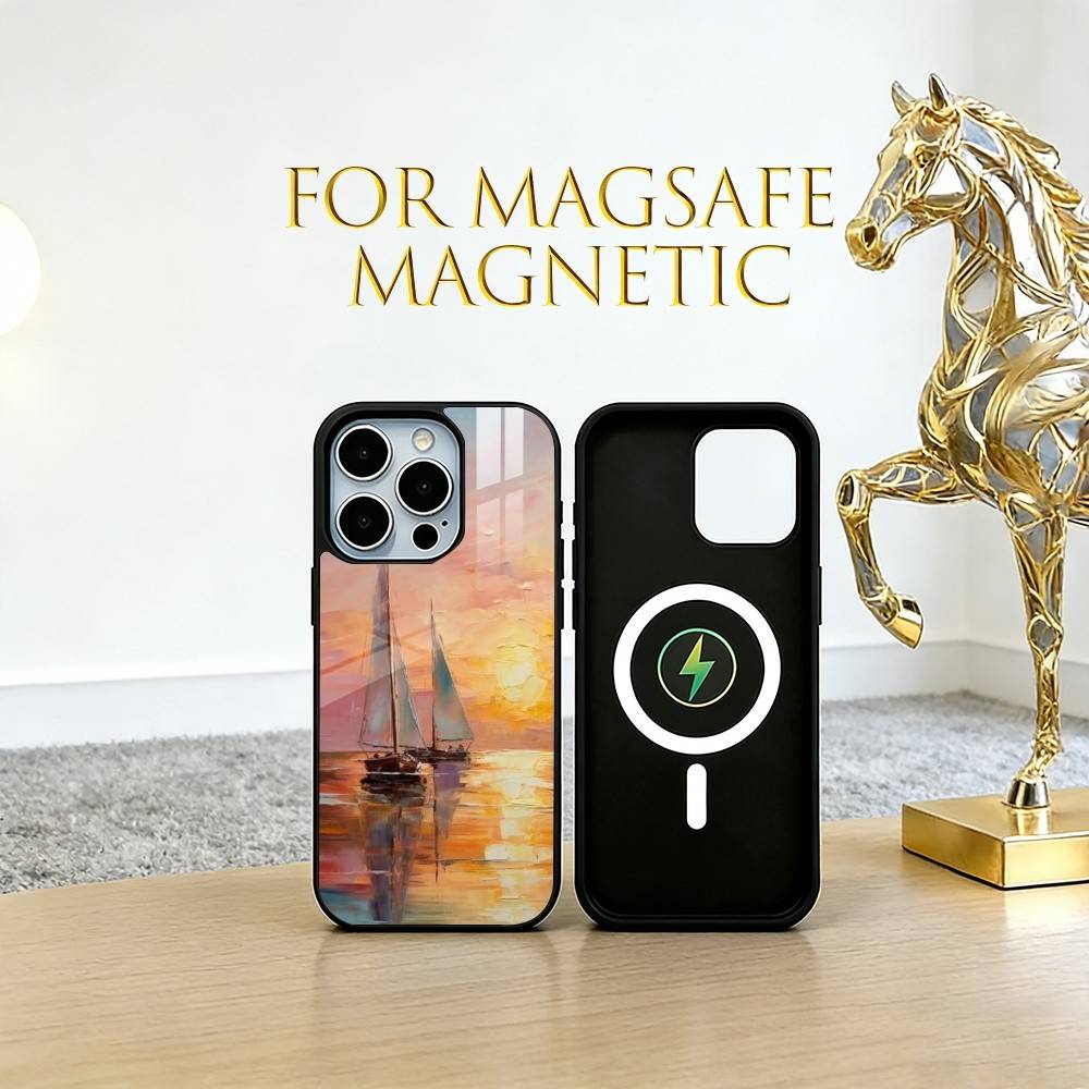 Oil painting sailboat Phone Case For iPhone17,16,15,14,13,12,11 Plus,Pro Magnetic For Magsafe Wireless Charging