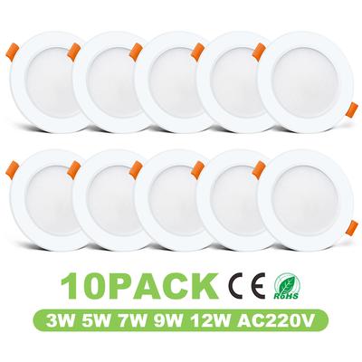 10 stuks LED Inbouwspot Plafondspot 3W 5W 7W 9W 12W AC 220V voor Keuken Slaapkamer Woonkamer Huisverlichting