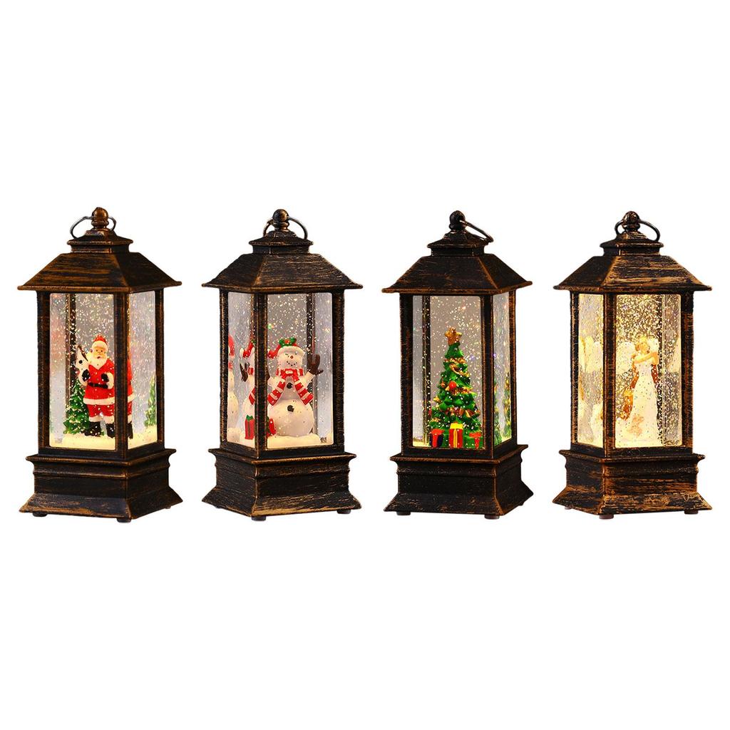 Lighted Christmas Snow Globe Lantern Birthday Gift Desktop Figurine Table Centerpiece for Holiday Xmas Desk Living Room Office
