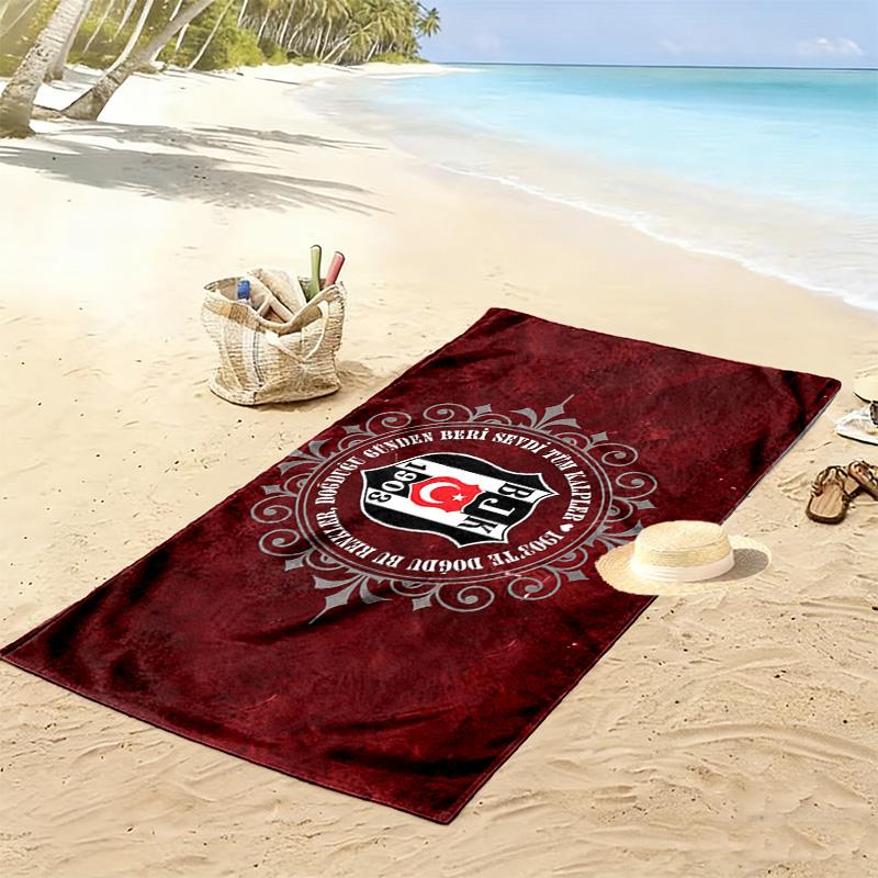 Beşiktaş J.K Print Beach Towel, Large Soft Quick Dry Towel for Beach Camping Swimming