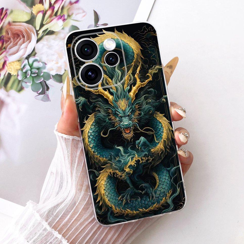 For Oppo Reno15 F Phone Case On Reno 15 15F Casing Cool Dragon Lion Tiger Cartoon Printed Back Cover Clear Soft Silicone Capa