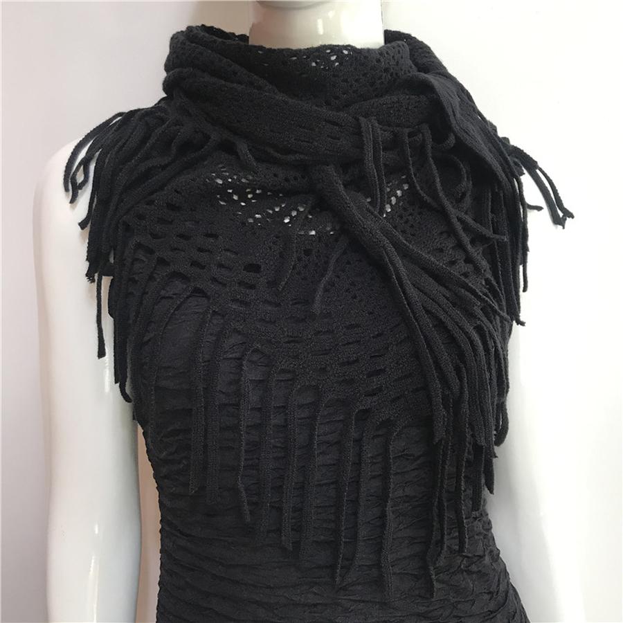 Autumn New Solid Color Triangle Fringe Wool Scarf Knitted Shawl Triangular Scarf Wrap