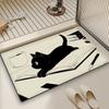 Cute Kawaii Black Cat Door Mat Bath Microfiber Decorative Versatile Flannel Floor Mat Quick Dry Absorbent Non-slip Sole