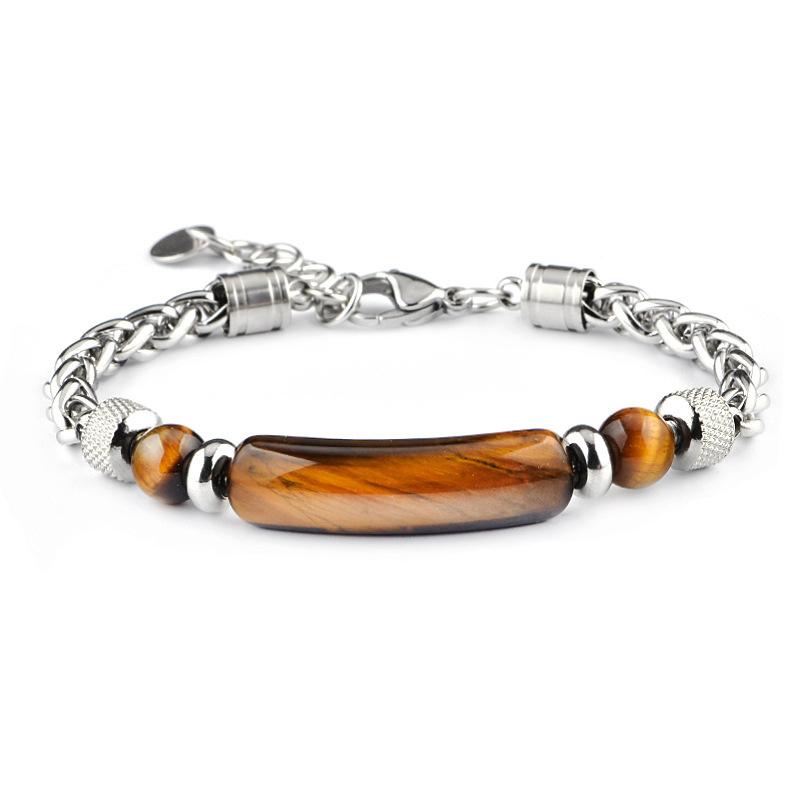 Stainless Steel Braelet Men Adjustable Chain Link Braclet Homme 10mm Natural Sodalite Onyx Tiger Eyes Braslet Pulsera Gift
