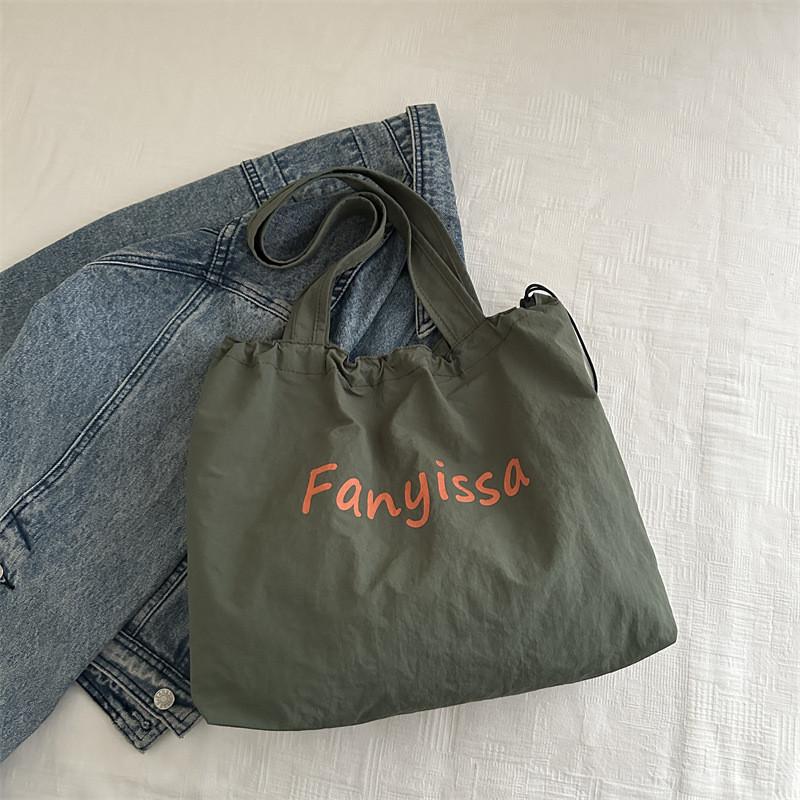 Large Streetwear Summer Canvas Tote Wrinkle Design With Graphic For Teens