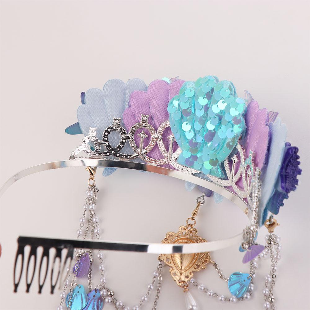 Fascia Principessa Sirena con Nappe Gioielli di Perle Corona con Nappe Collana per Fronte Cerchietto per Capelli Cosplay