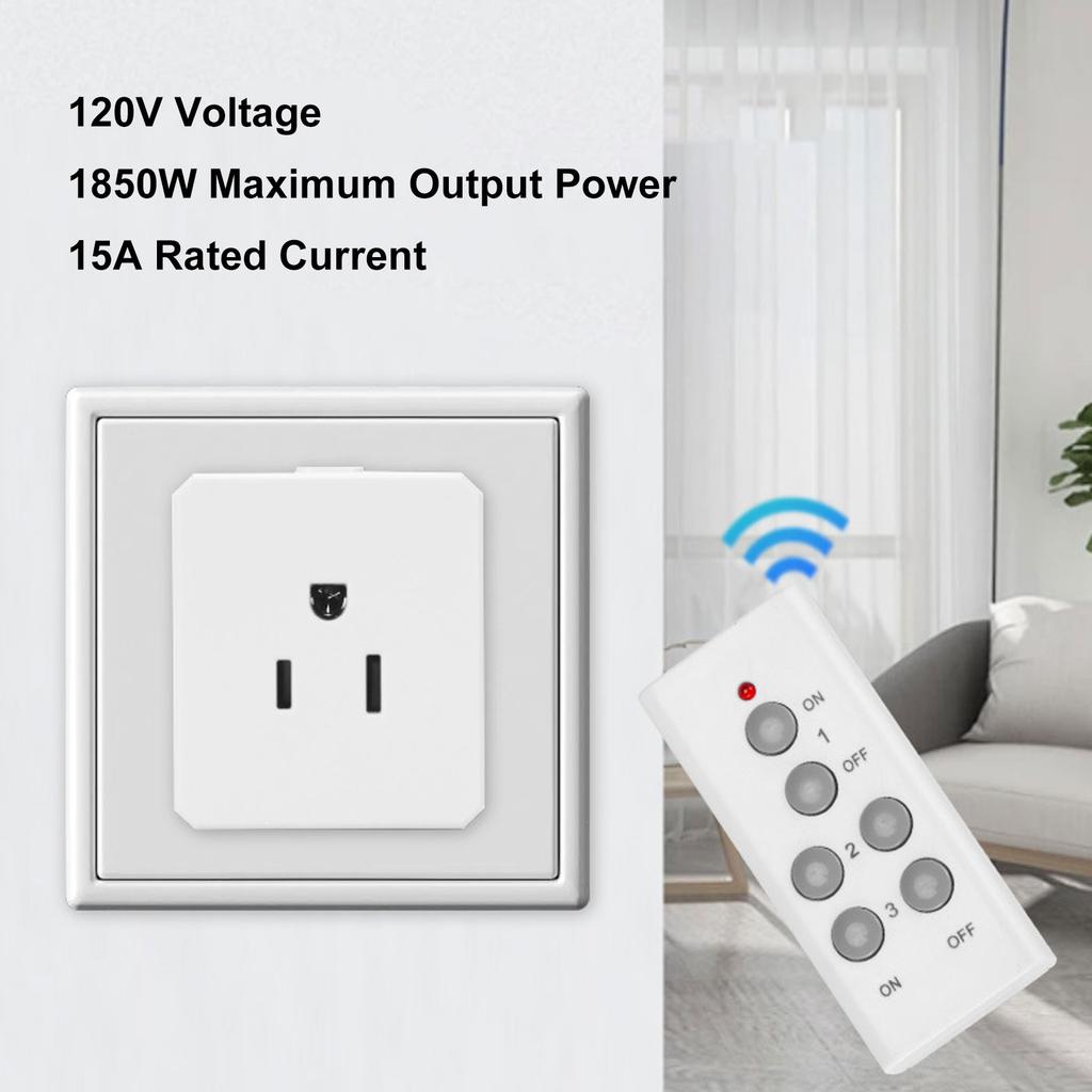Remote Control Outlet Smart Plug for Lights Lamp Appliances Indoor Use 100 Feet Range ON Off Switch 15A 1850W Energy