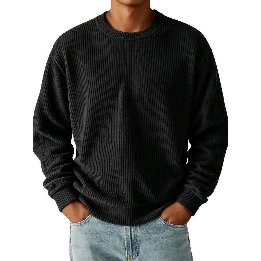 Men's Casual Color Long Sleeve Crewneck T-Shirt Loose Fit Top for Everyday Wear