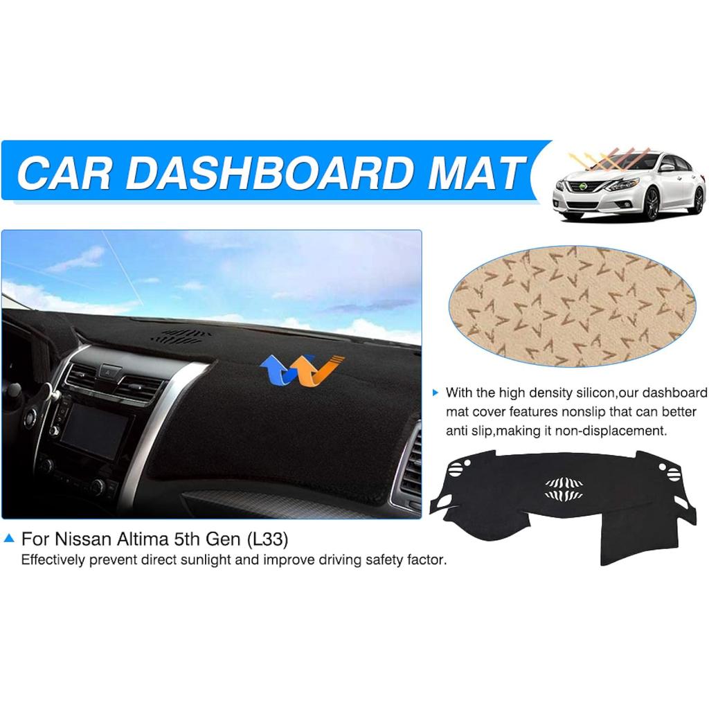 Dashboard Cover Mat for 2013-2018 Nissan Altima Accessories Dash Cover Flannel Dash Mat Sunshade Glare UV Rays Protector