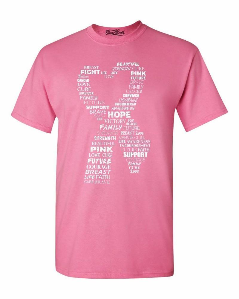 

Heart Ribbon Montage WHT T-shirt Breast Cancer Awareness Support Cloud Shirts 2XL