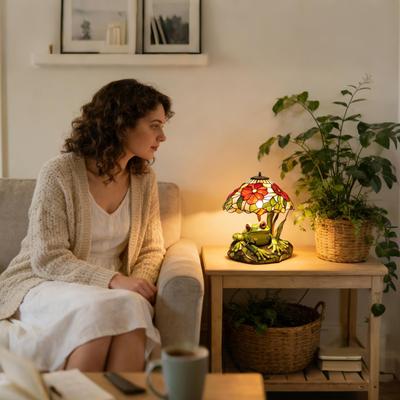 Table Lamp Bedside LED Reading Light Light Stained Glass Accent Night Light For Nightstand Kitchen Dining Room Office Desk
