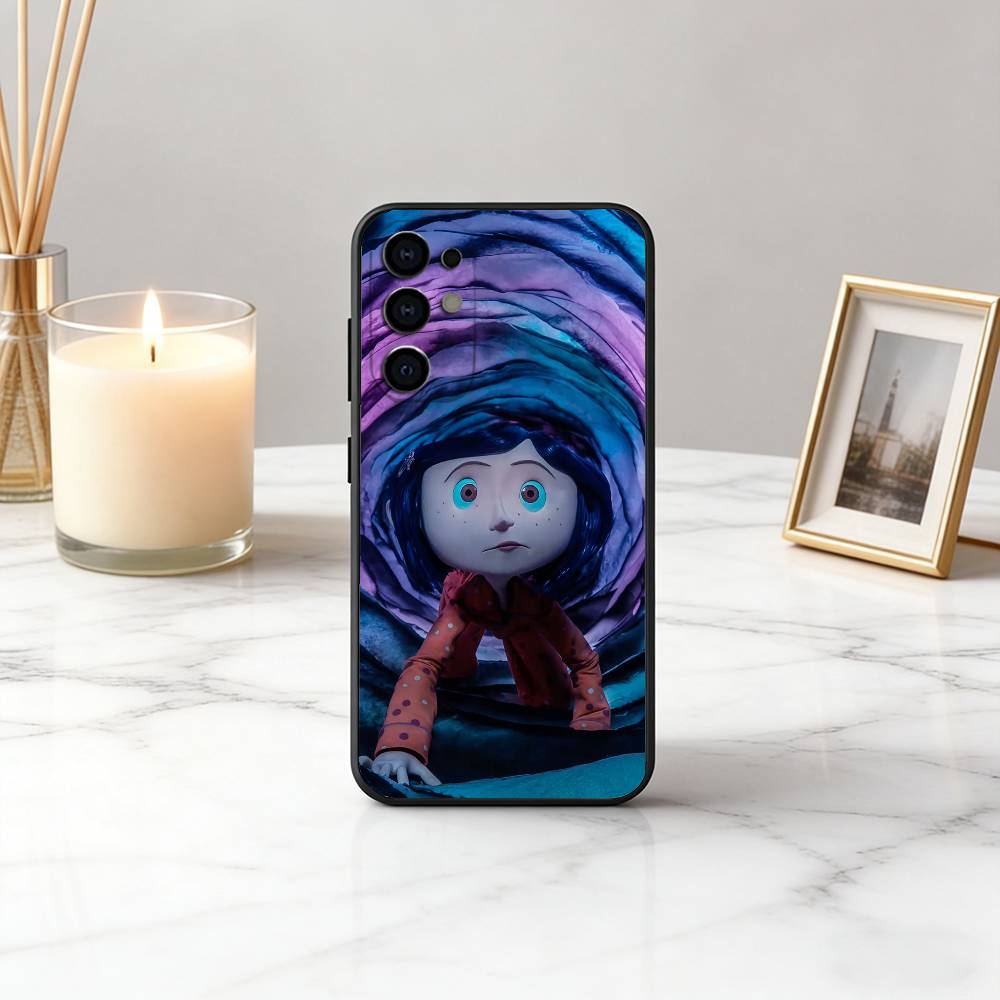 

Little girl C-Coralines cute Phone Case For Samsung S25,S24,S21,S22,S23,S30,Ultra,S20,Plus,Fe,Soft Silicone Black Cover Samsung S20fe