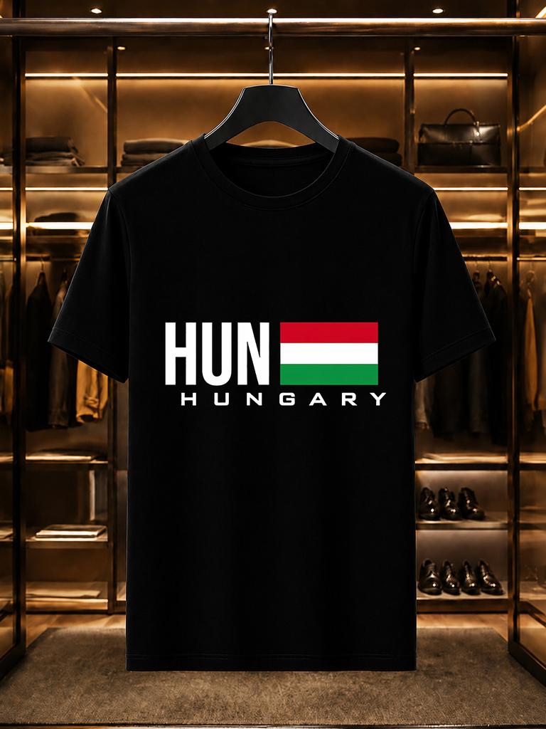 2026 New Arrival 100 Cotton Tshirt Hungary Hun National Flag Letter Print Crew Neck Casual Short Sleeve