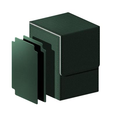 Deck Case Trading Card Case Vertical Magnet PU Leather 100 Pieces Sleeve Compatible Duema Various Card Game "Yu-Gi-Oh! BOX" (Green)