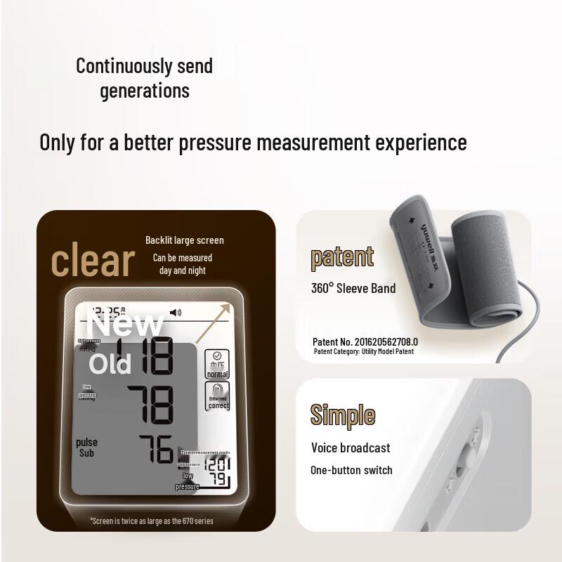 YUWELL YE680E Large Screen Electronic Blood Pressure Monitor