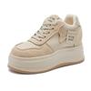Women's 2024 Genuine Leather & Velvet Dad Shoes: Autumn/Winter Thick-Soled, Height-Enhancing, Versatile Casual White Shoes