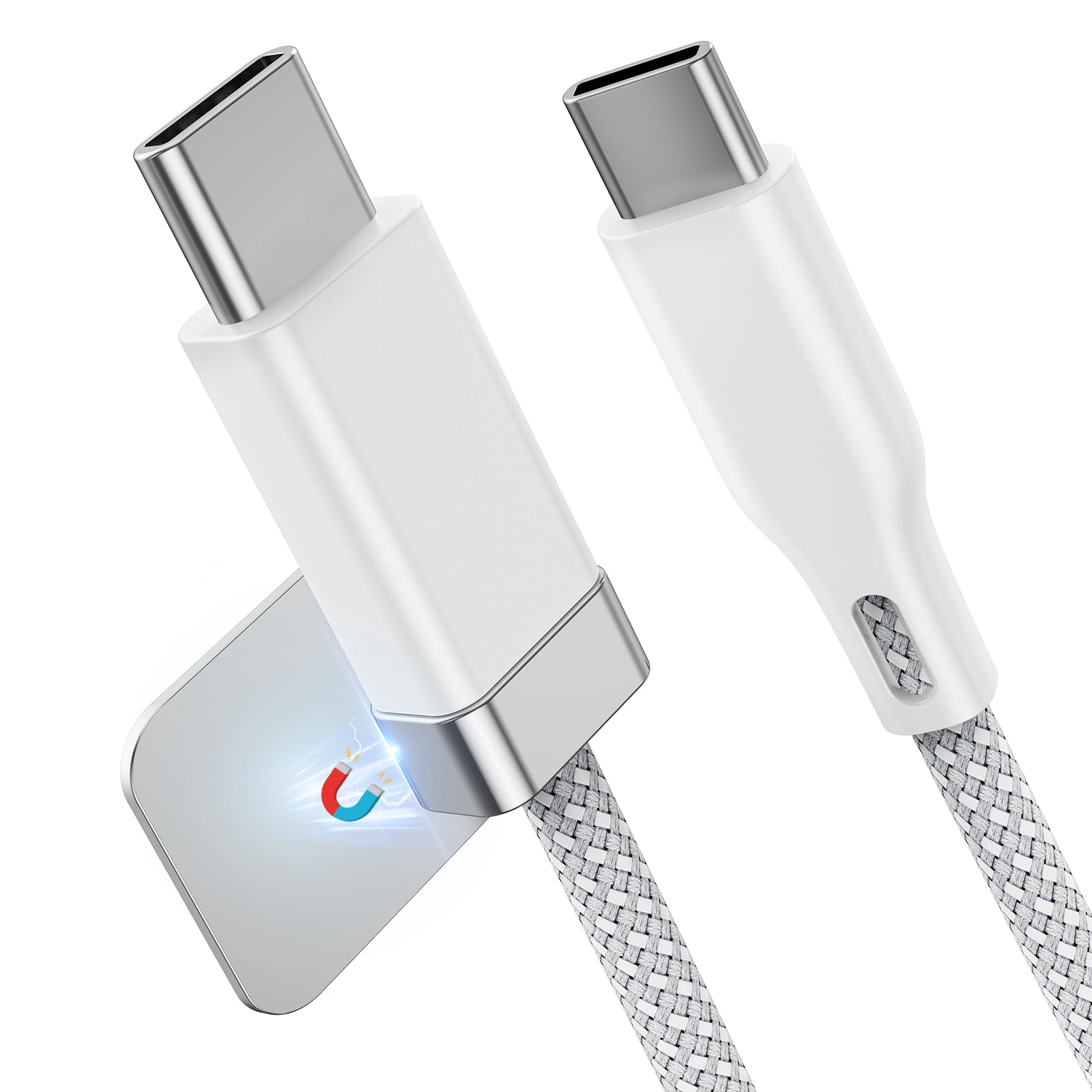 

Magtame к кабелю с магнитным креплением Включает 2 металла Предотвращает запутывание кабеля Быстрая зарядка PD Совместим с iPhone MacBook и другими устройствами с разъемом C-to-C USB-C USB-C