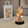Eternal Flower Glass Cover with Lamp Rose Bouquet Valentine's Day Wishing Bottle Gift Ornament Creative Decoration