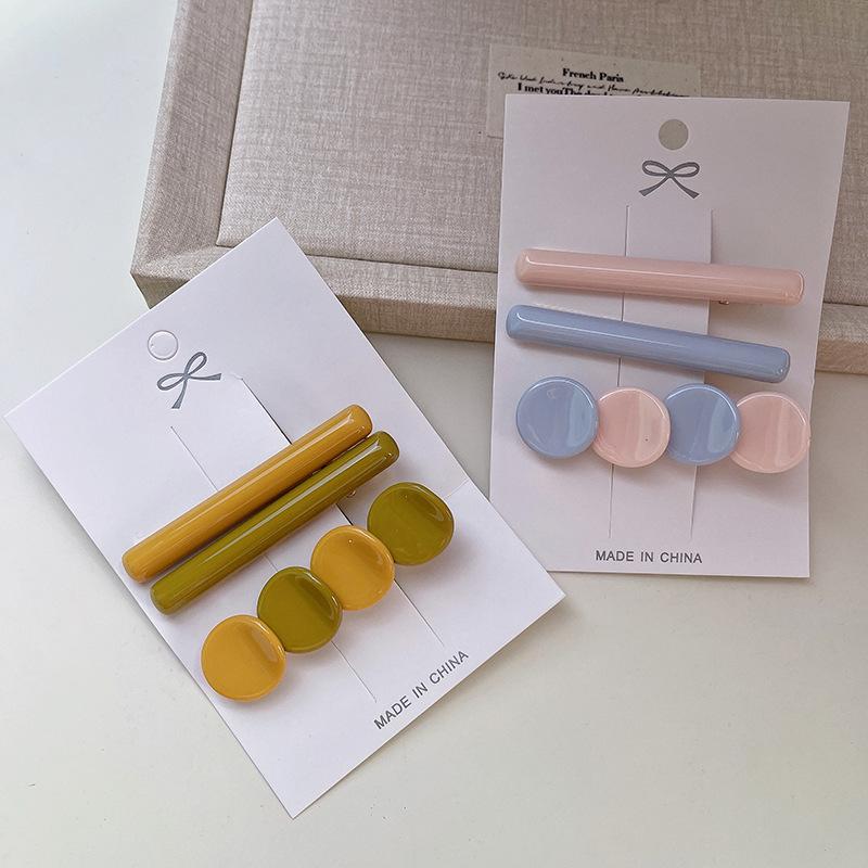 Ins  Colorful Round Three-Piece Set Hairpin Fashion Simple Temperament Female Bangs Side Hairpin Hair Accessories