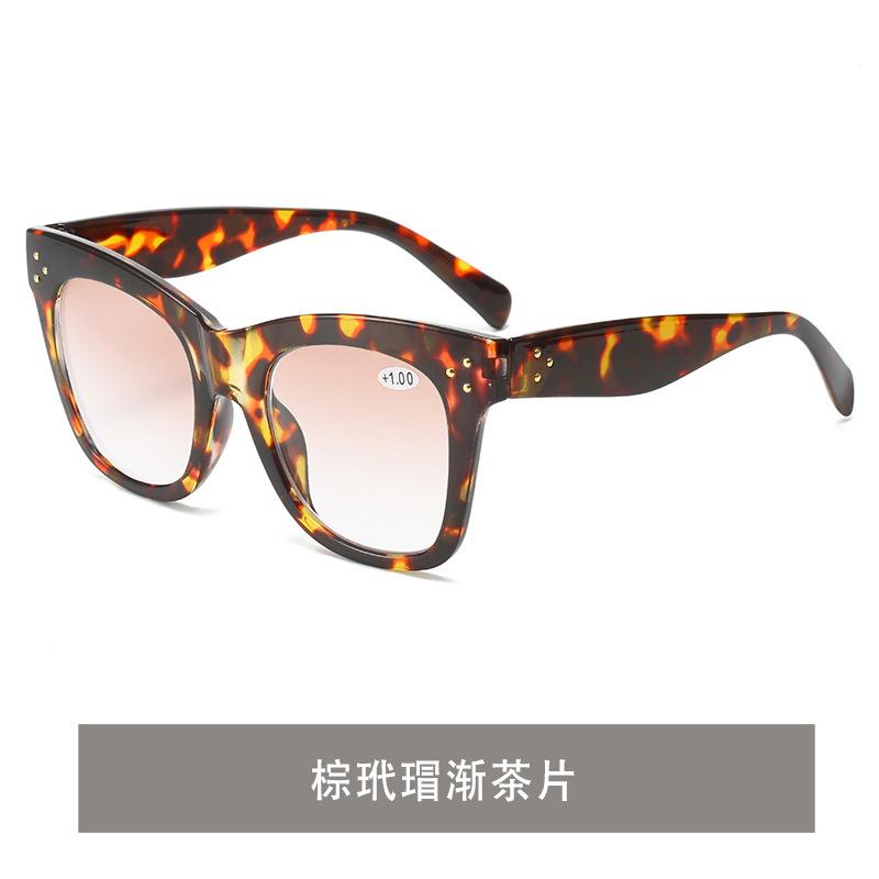 

+1.0 ~ +4.0 Progressive Color Reading Glasses Large Frame Sunglasses + Presbyopia Glasses Multi Functional Fashionable Glasses 4 темно-коричневого