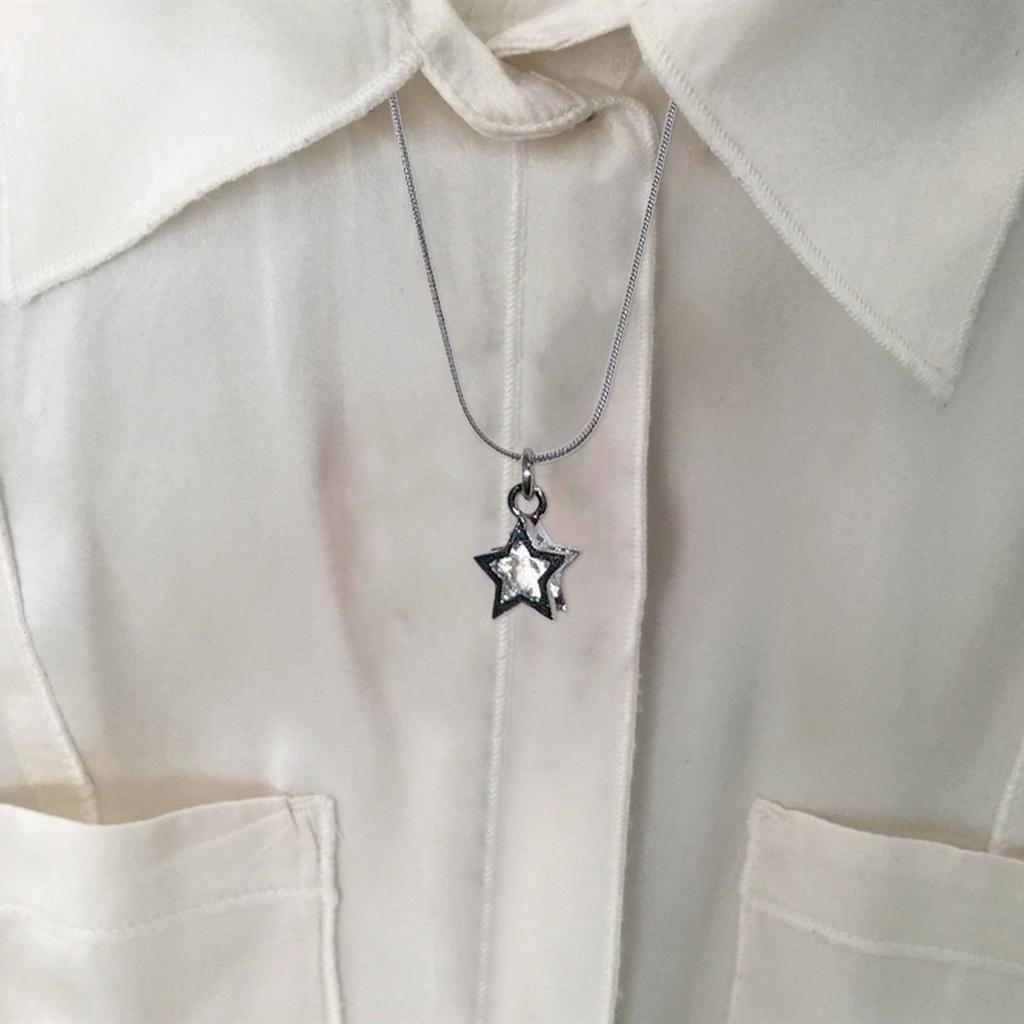 Fünfzackiger Stern Halskette Handgefertigter Anhänger Halsketten Punk Choker Kette Mode Halsband Geschenk für Teenager Mädchen Jungen