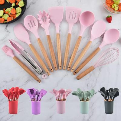 12-Piece Silicone Kitchen Utensil Set: Heat-Resistant Spatulas & Stir-Fry Shovels