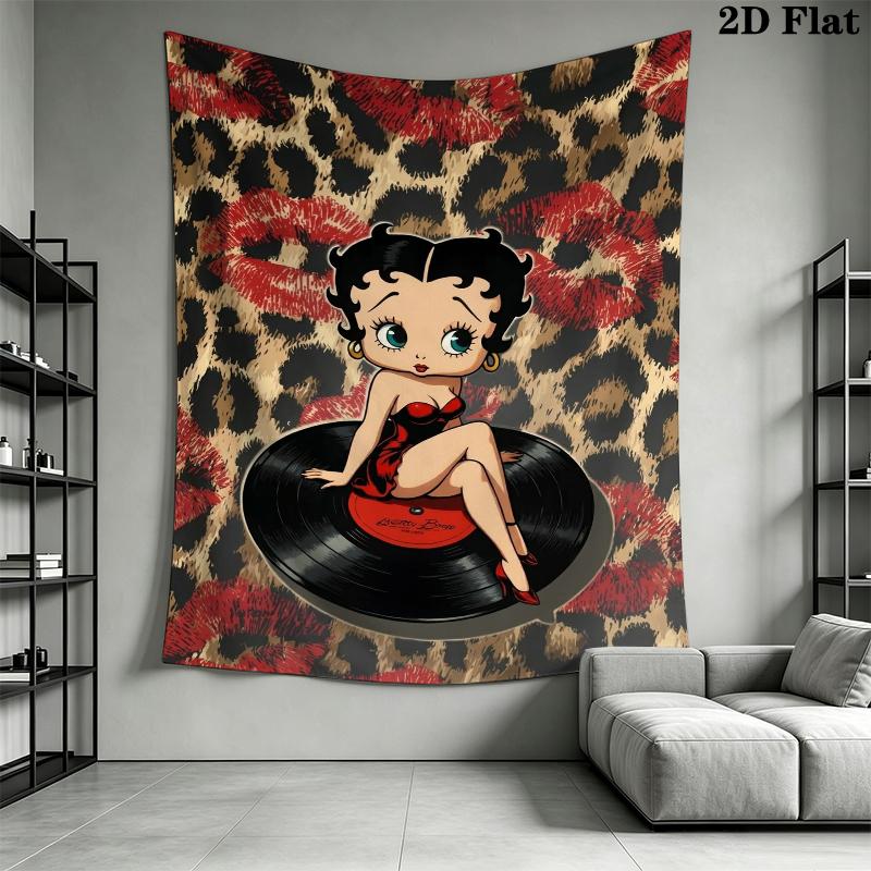 betty boop Wall Tapestry Aesthetic Wall Hanging Printed Fabric Blanket Decorative Tapestries for Bedroom Living Room Home Decor