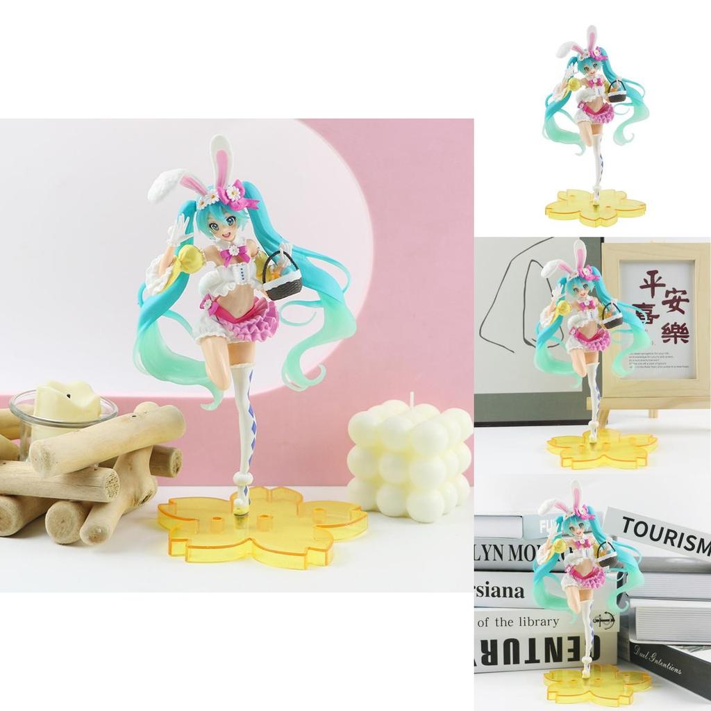 Hatsune Miku Figure Rabbit Ears Spring Ver. Pink Pvc Ornament Gift Collectible 23cm