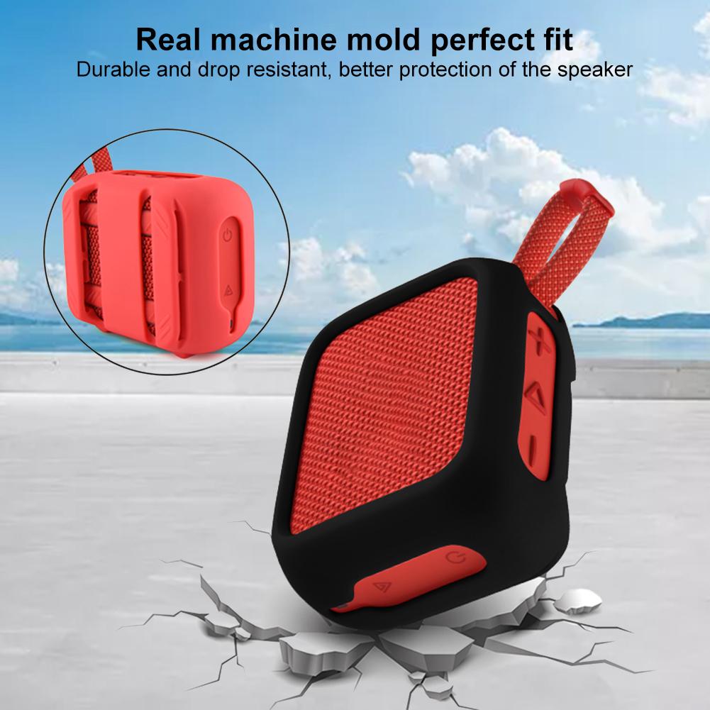 Silicone Case Protective Cover with Speaker Mount Strap Travel Carrying Pouch Portable Speaker Case for JBL Go 4 Speaker