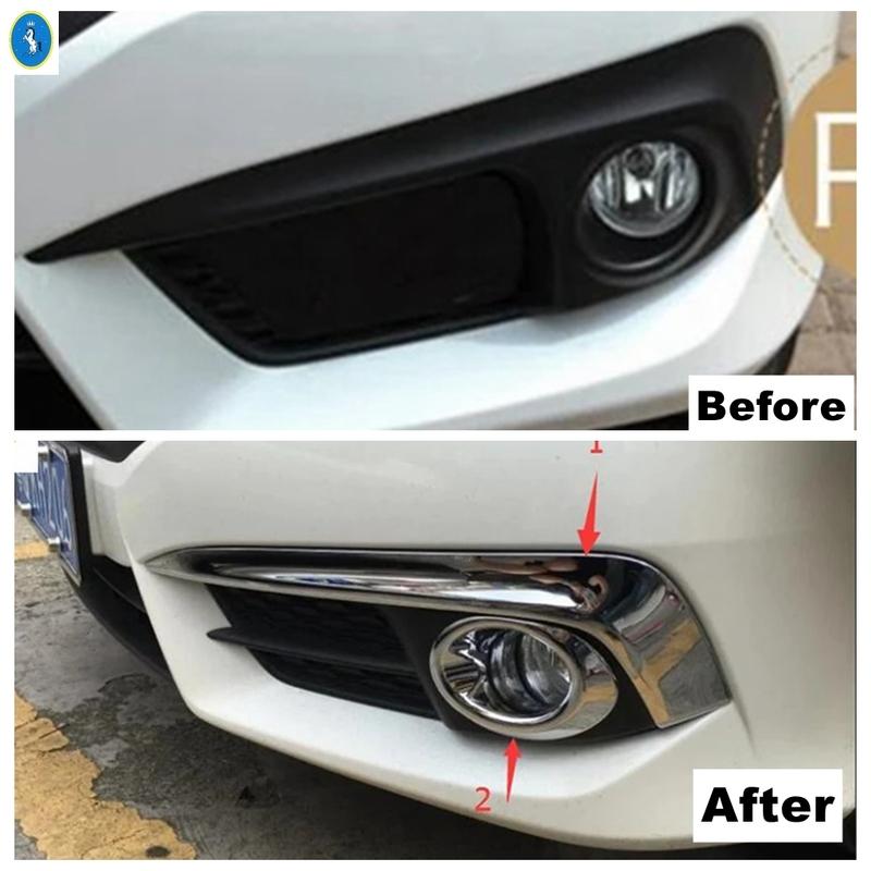 Chrome Car Front Fog Lamp Lights Eyebrow Eyelid Decor Ring Cover Trim For Honda Civic 2016 - 2018 Exterior Refit Kit Accessories