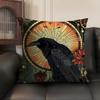 Federa per Cuscino Corvo Nero Vintage Lino Naturale Tessuto Biologico Stampa Double-Sided Divano Arredamento per la Casa Federa per Cuscino Regalo