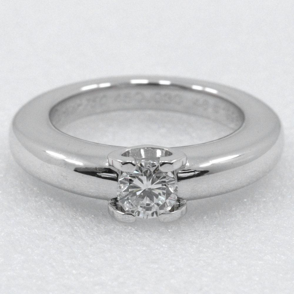 Cartier C Do Solitaire Ring K18 White Gold/diamond #3.7(US Size) 7.5g Women Used