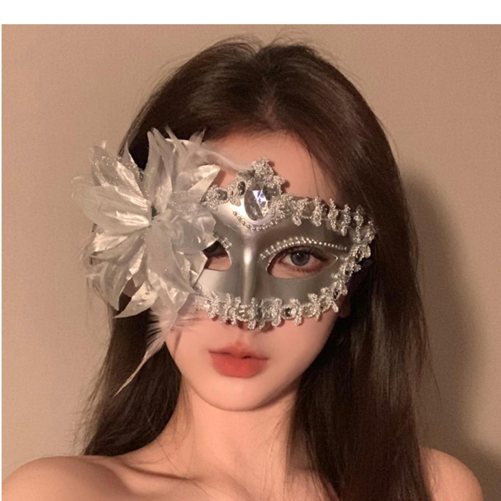 Women's Halloween Floral Half Face Mask - Colorful Masquerade Accessories for Parties