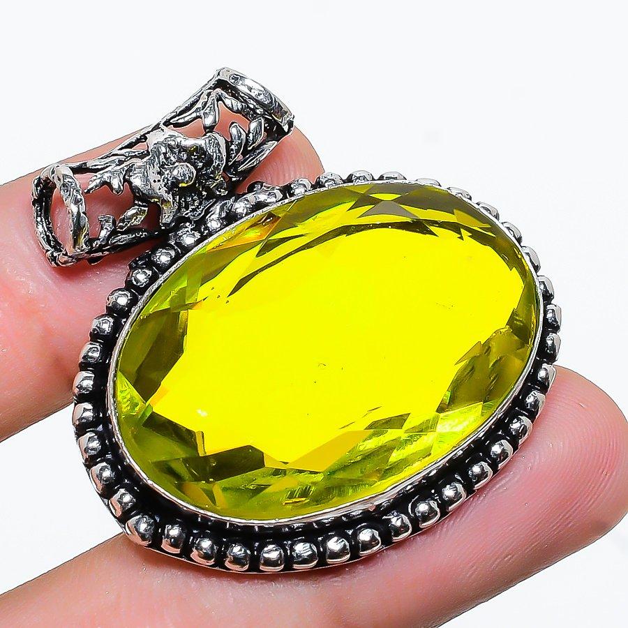 

Lemon Topaz Gemstone Handmade Ethnic Gift Jewelry Pendant 1.42 VR-1650
