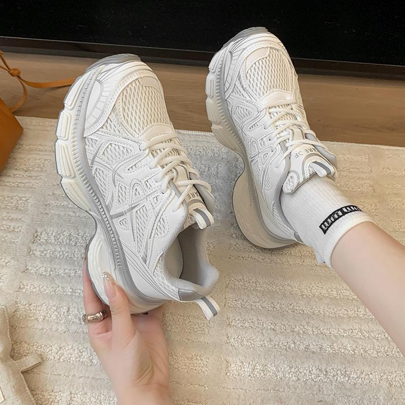 

Genuine Leather Thick Bottom Dad Shoes Women s Spring New Heightening Lightweight Versatile Running Sports Casual Shoes 35 білий