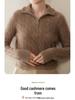 Women's Retro High-Neck Cashmere Sweater - Half-Zip, Loose-Fit for Autumn/Winter.