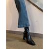 Skinny Boots With Great Temperament Small Square Head Thick Heel High Heel Elastic Boots Elegant Versatile Short Boots