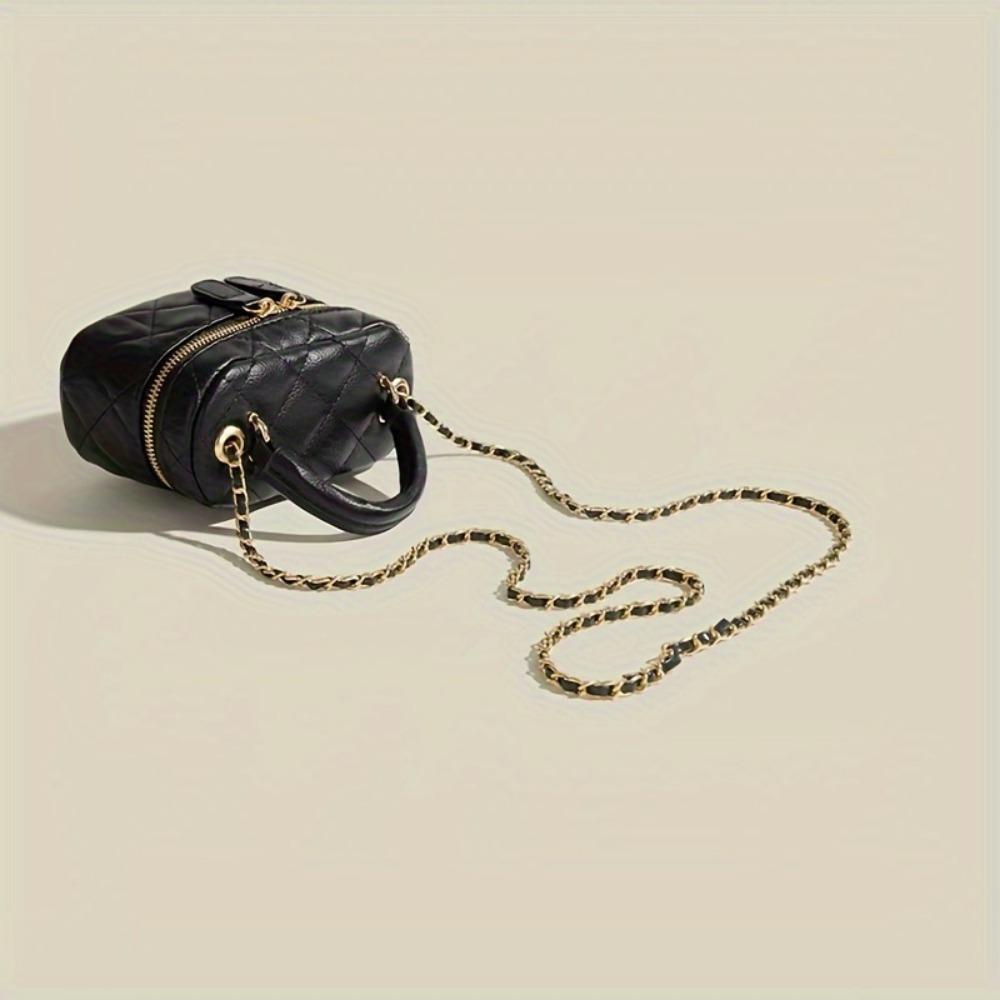 2025 Spring New Handbag Handbag Quilted Bag Chain Bag Solid Color Handheld Mini Crossbody Bag Quilted Chain