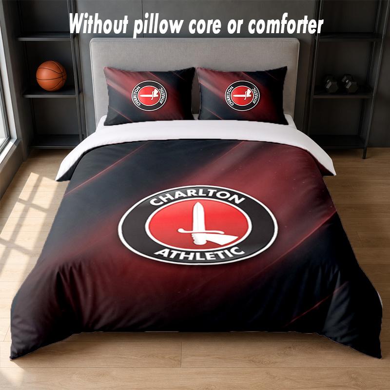 Charlton Athletic FC Design Bed Bedding Set 1 Duvet Cover + 2 Pillowcases Soft Breathable Household Bed Linens