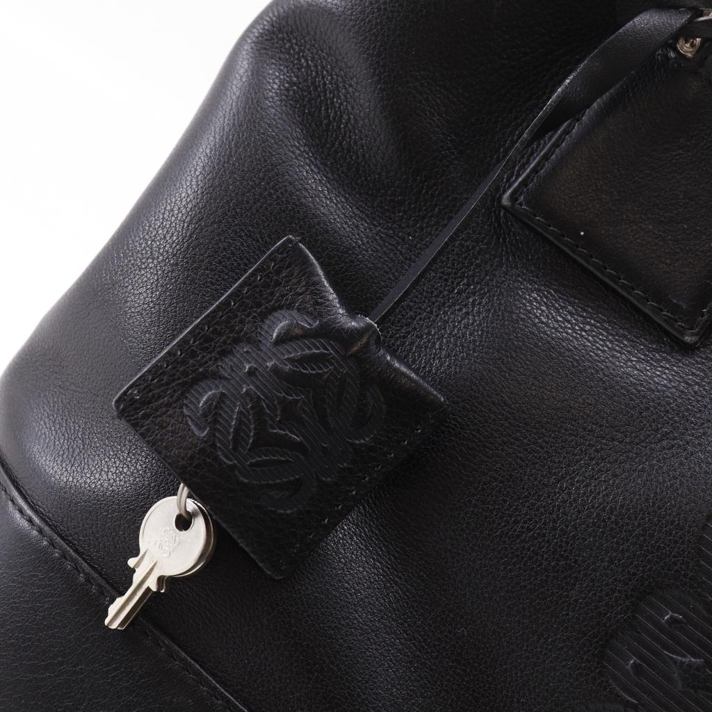 Loewe Amazona Justa Handbag Anagram Black Leather Women Used