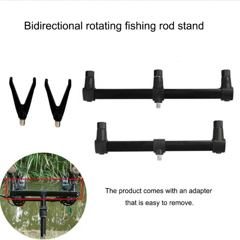 Double Rotating Fishing Rod Holder Adjustable Angles Aluminum Portable For Outdoor Angling